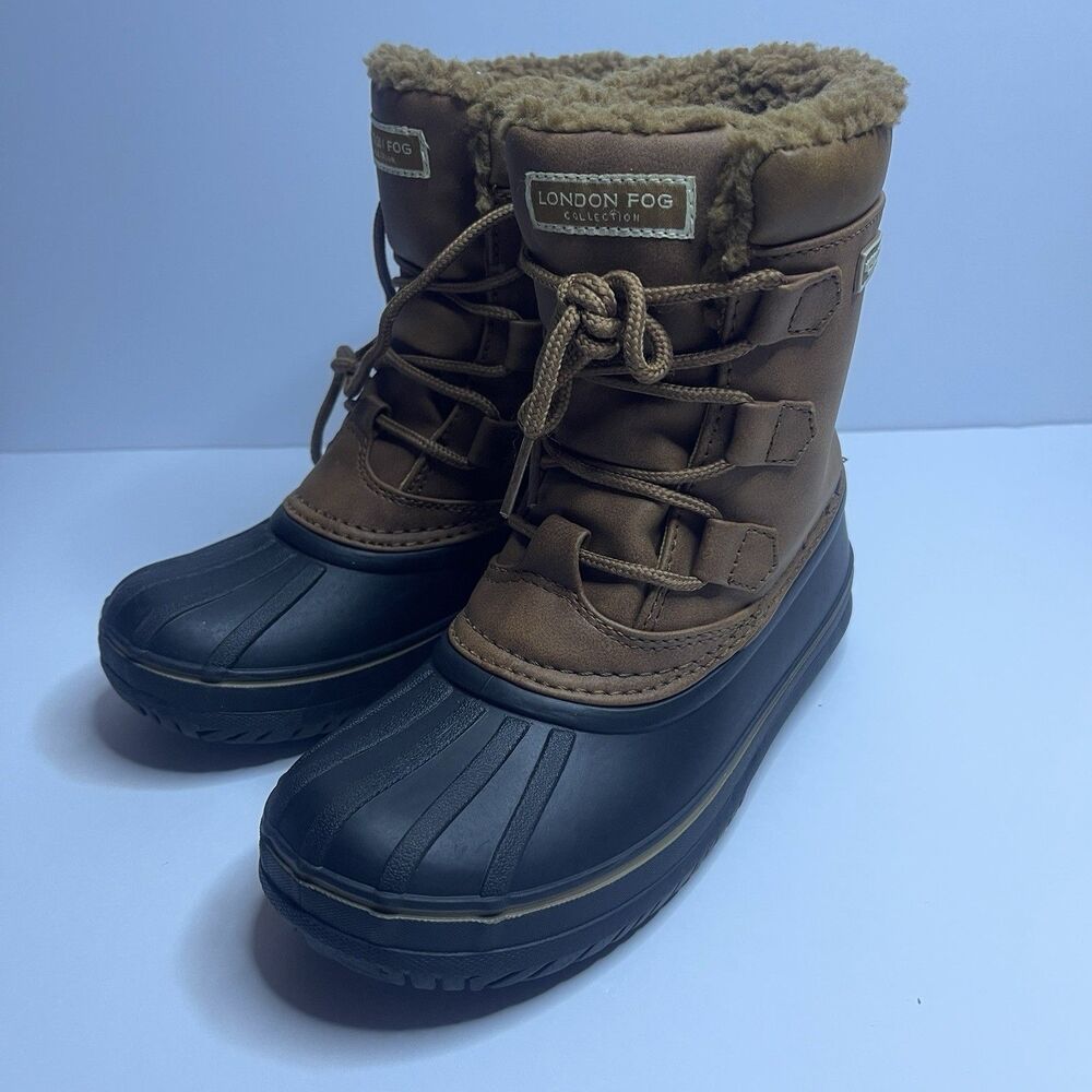 London Fog LFB Cheshire Kids Snow duck Boots Faux Fur Brown/Black Size 2